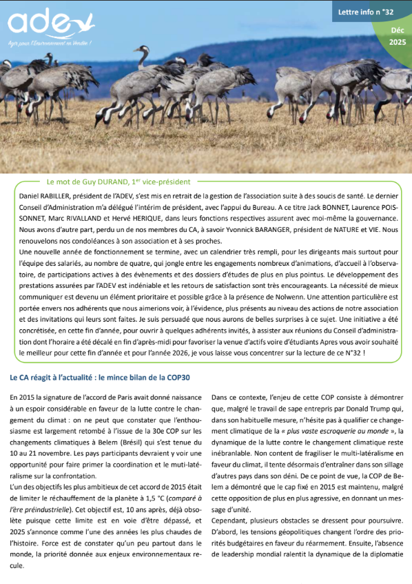 You are currently viewing Lettre info n°32